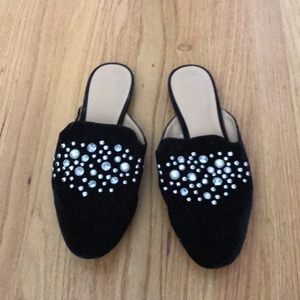 Velvet Black Mules
